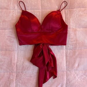 Sherri Hill Red Satin Top